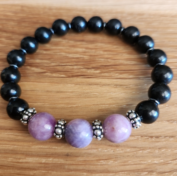 Hand Crafted Jewelry - HAND CRAFTED Ruby Sapphire & Black Onyx Beads Bracelet